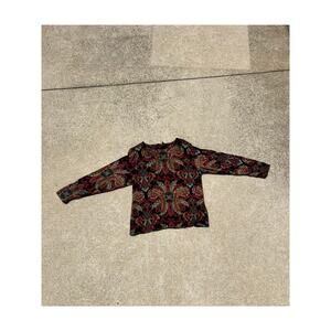 Vtg Prophecy Shirt Women Size Medium Paisley Pattern Crewneck Long Sleeve Blouse